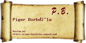 Piger Borbála névjegykártya